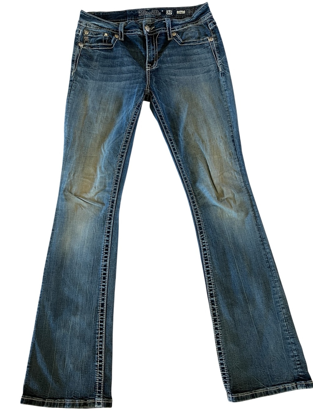 Miss Me Jeans Size 30 Bootcut Y2K Embellished Rhinestone Distressed Western - Picture 2 of 8